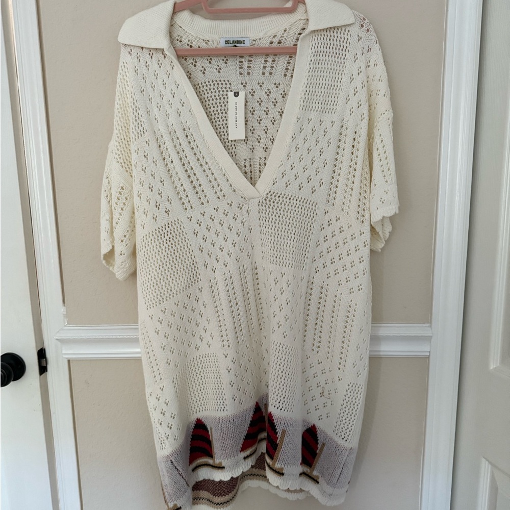 Anthropologie Celandine Knit Coverup Sailboats M